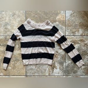 H&M cream & black striped fuzzy sweater size XS